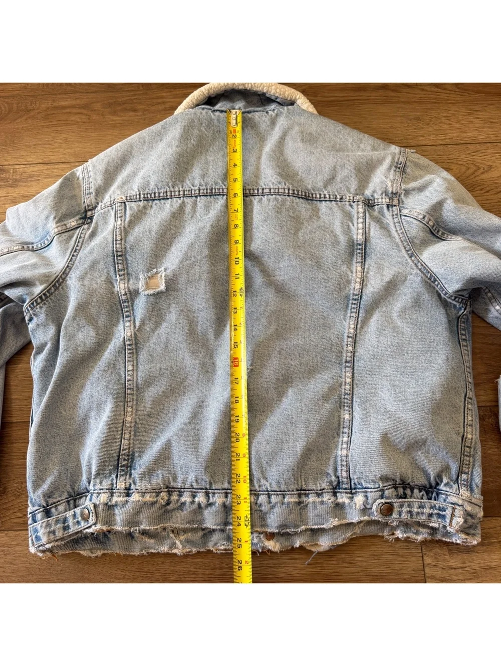 Vtg Silver Spur Western Sherpa Denim Jacket Thrashed XL